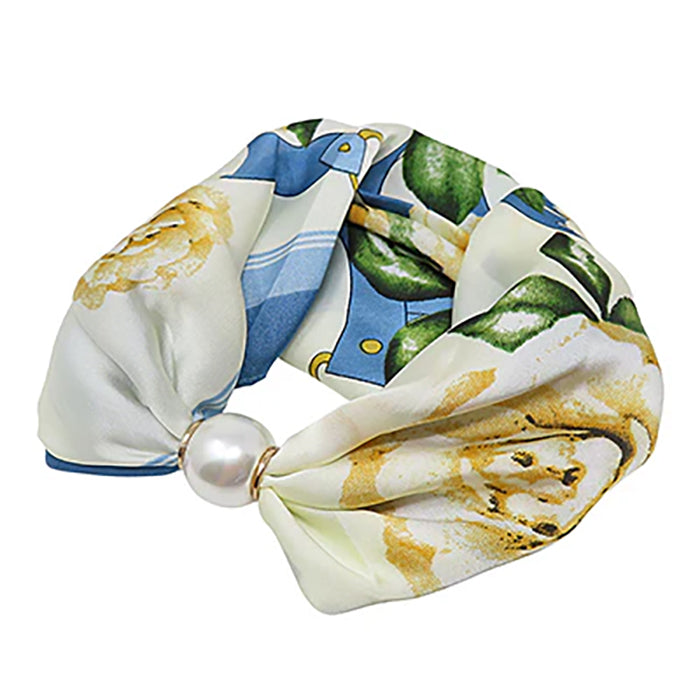 Pearl Magnet Floral Scarf Necklace