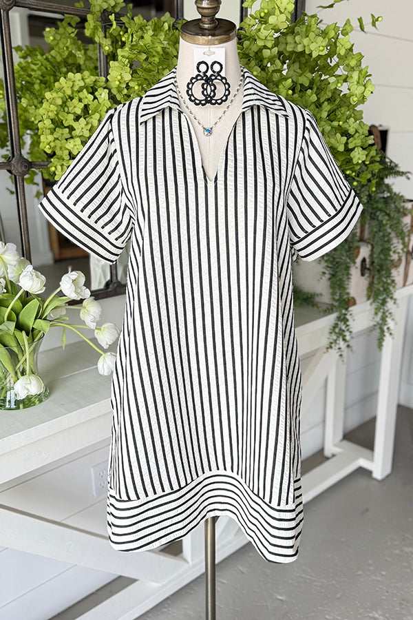 Casual Striped Pocket Dress