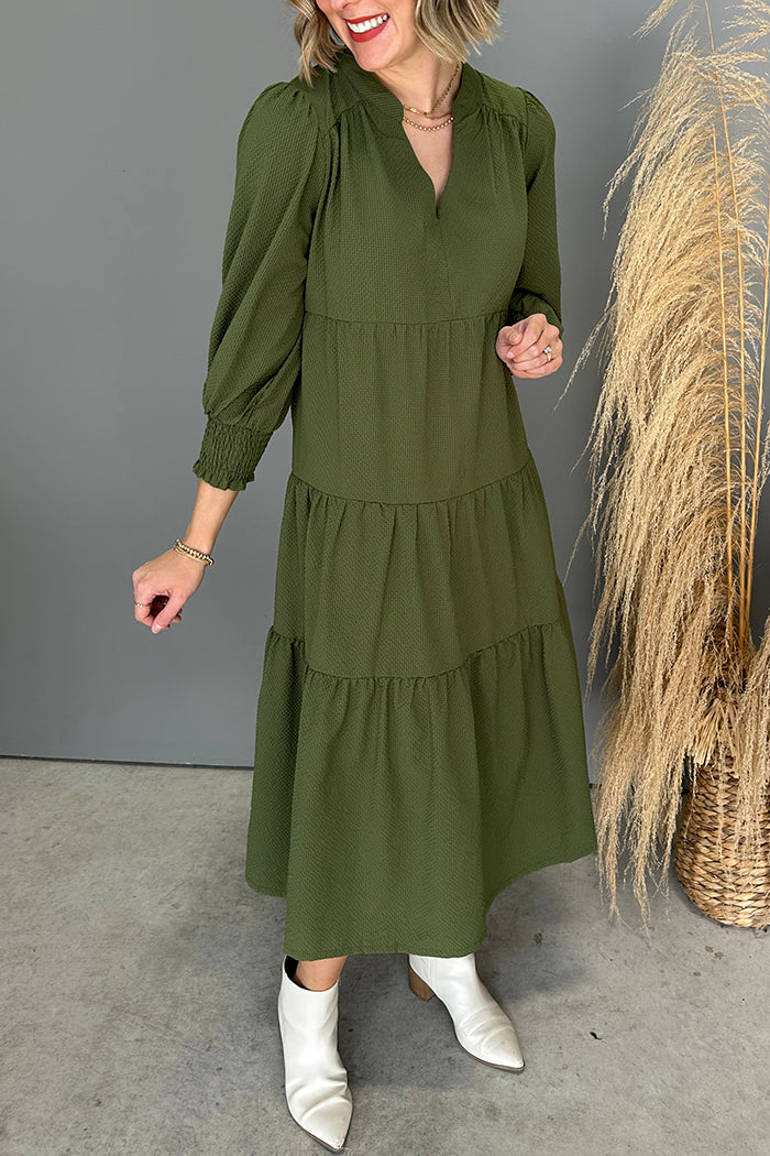 Casual V-Neck Layered Dress