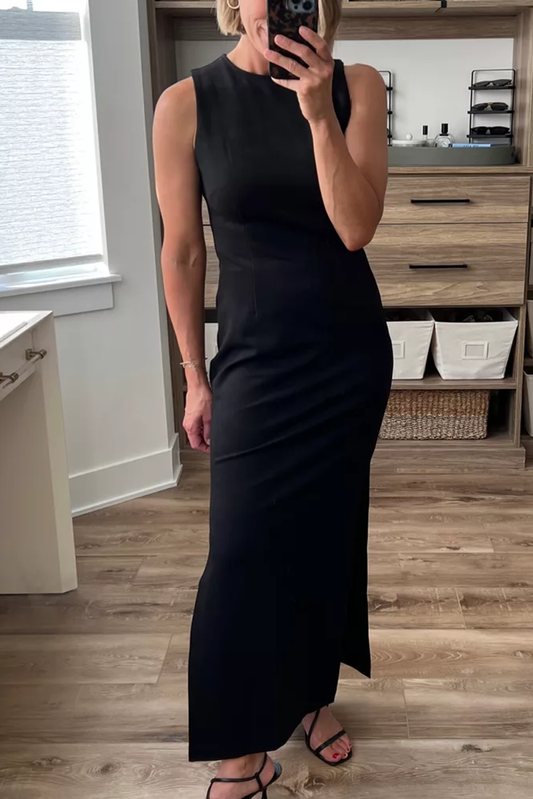 Black Sleeveless Slit Maxi Dress
