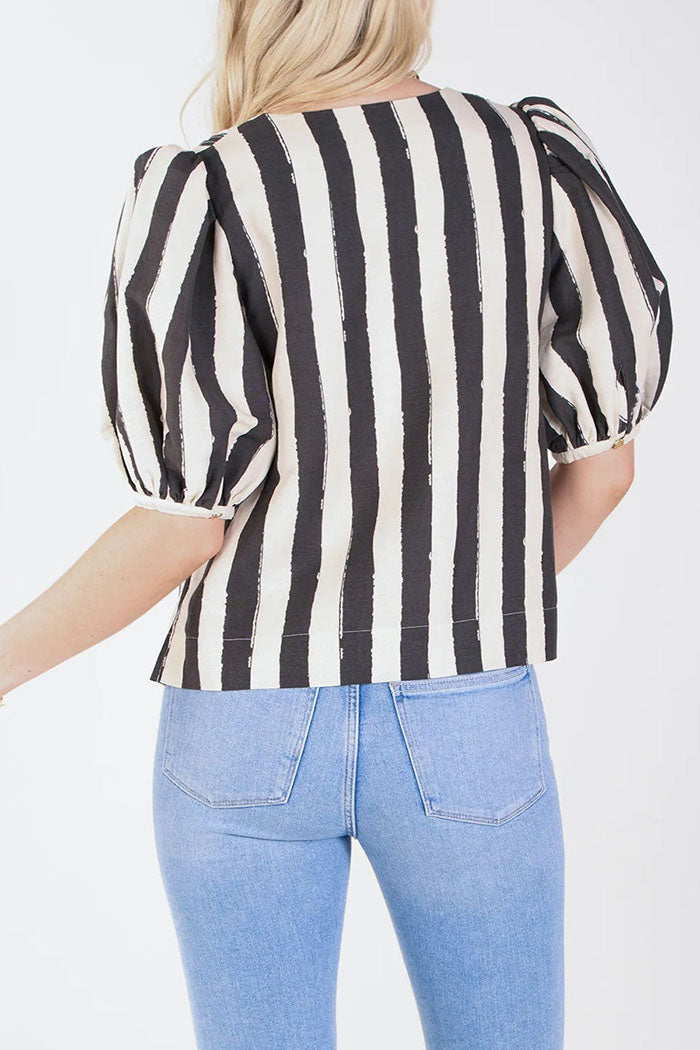 Striped Puff Sleeves Top