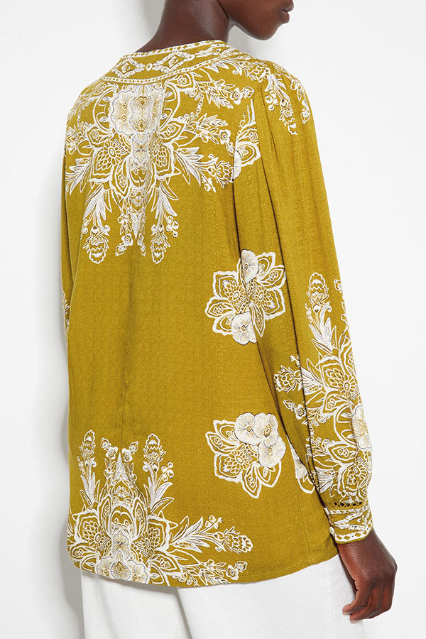 Casual Floral Border Blouse