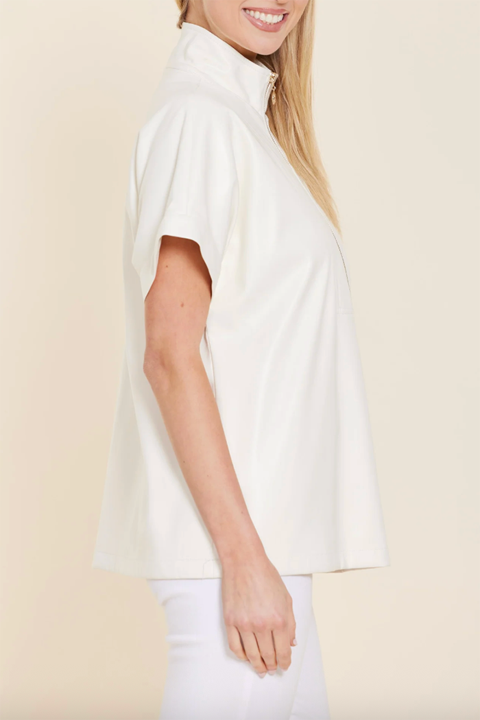 Faux Leather Zip Up Top