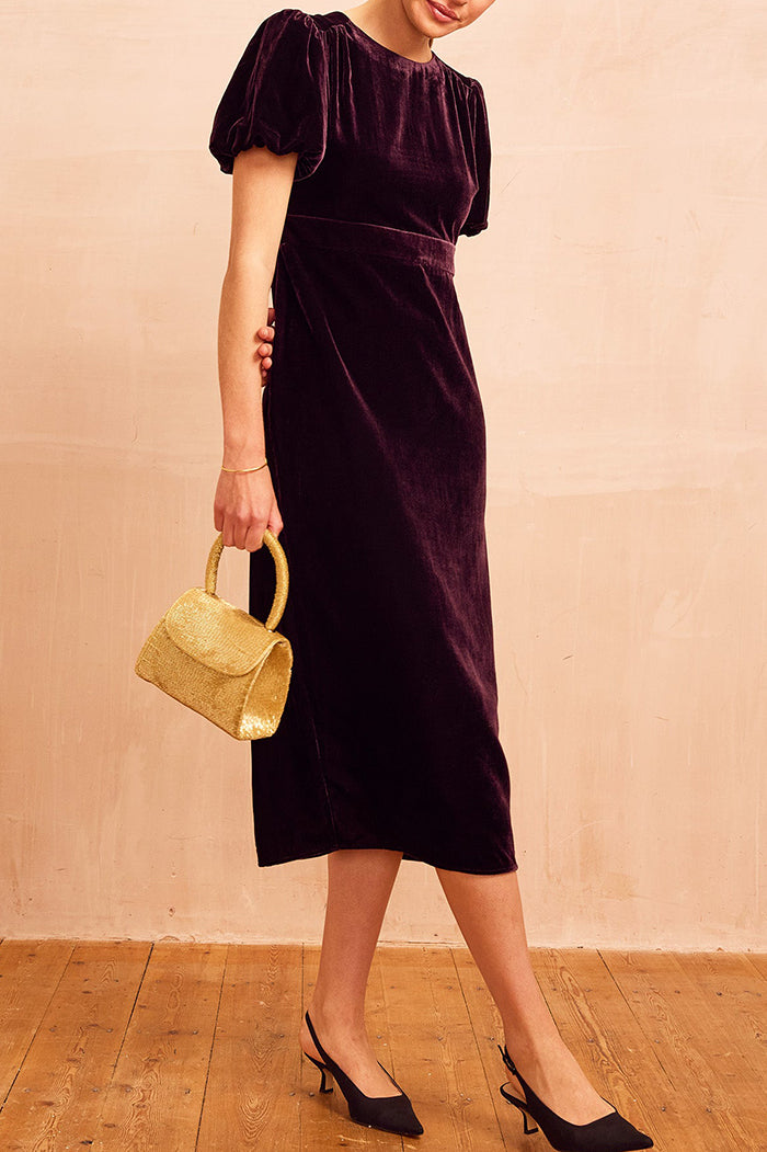 Velvet Puff Sleeves Dress