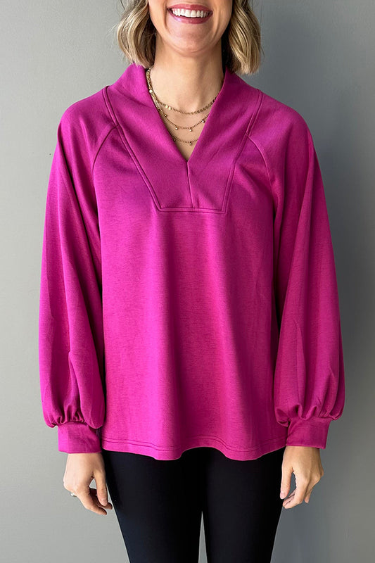 Casual V-Neck Lantern Top