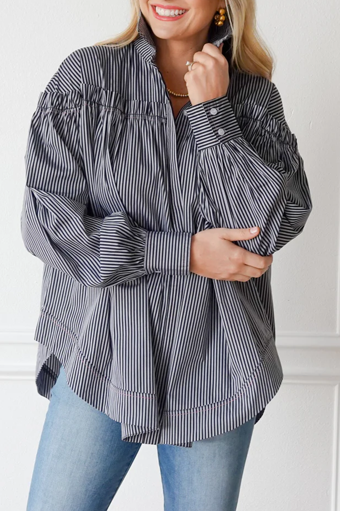Ruffle Detail Stripes Blouse
