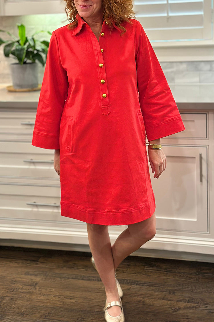 Casual Button Pocket Dress