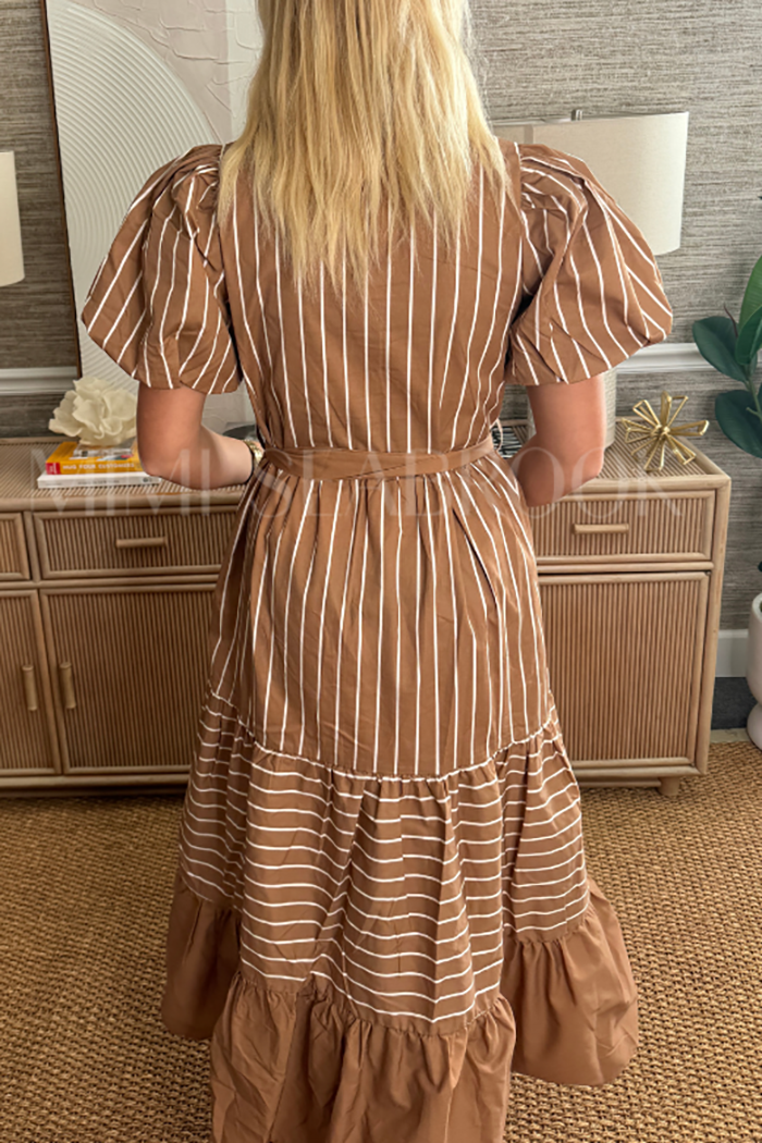 Puff Sleeve Striped Dress