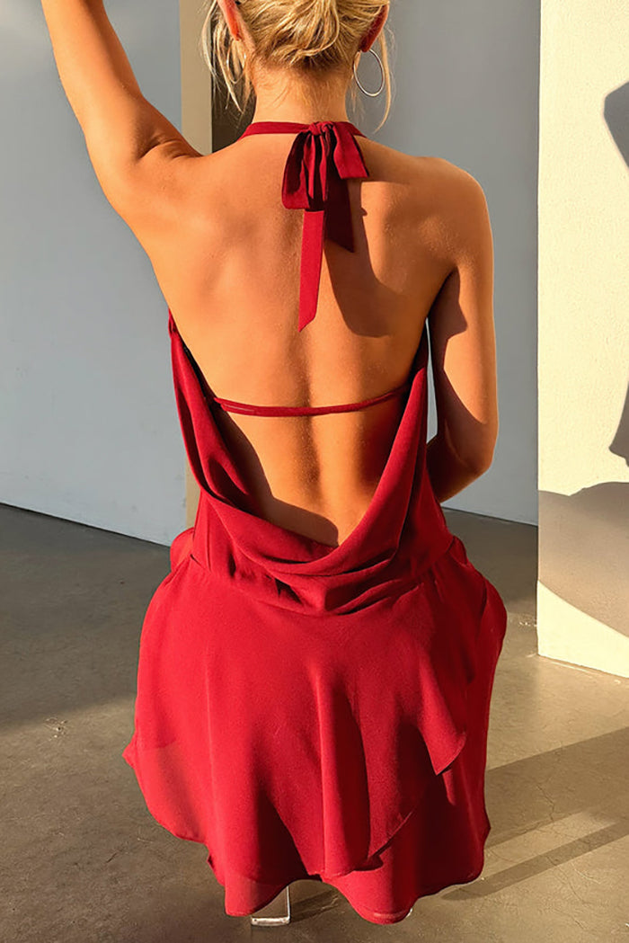 Cowl Neck Halter Mini Dress