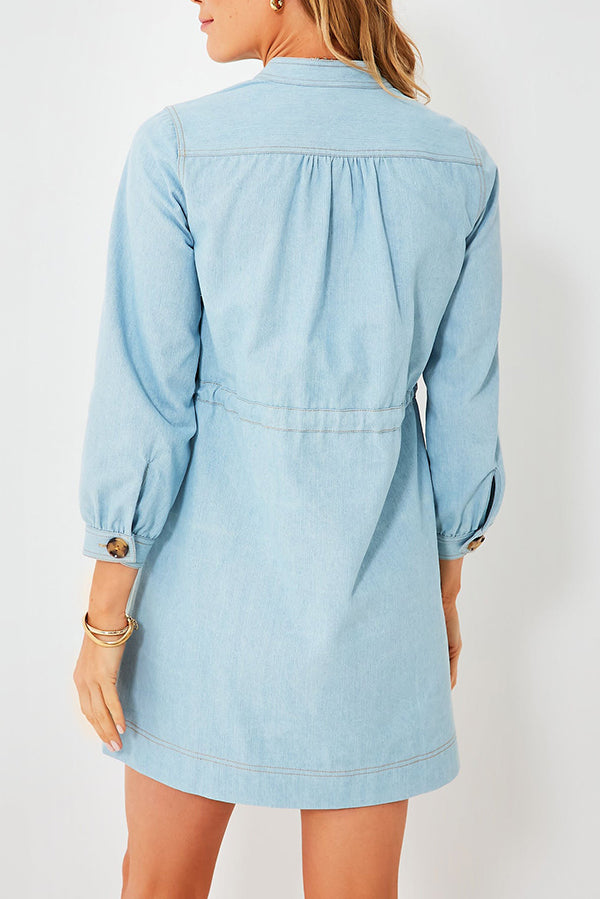 Waist Drawstring Pocket Dress