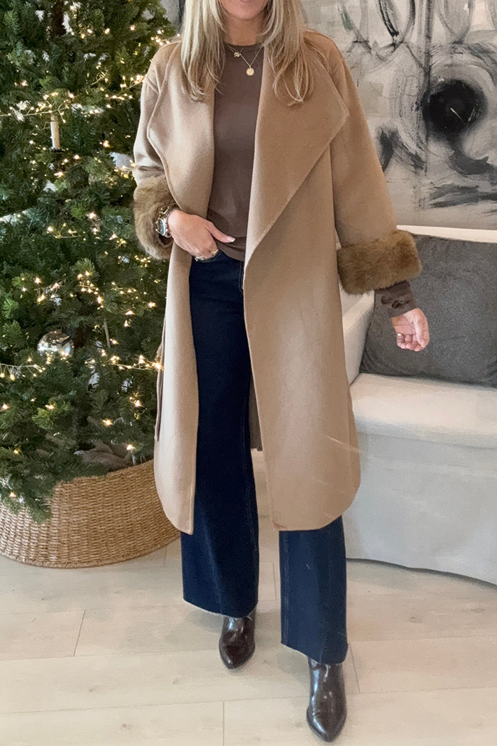 Pocketed Fur Cuffs  Coat