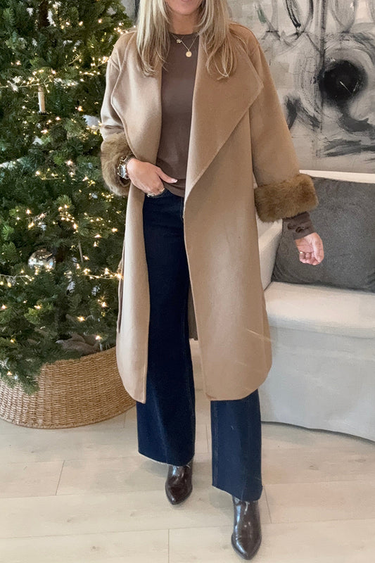 Pocketed Fur Cuffs  Coat