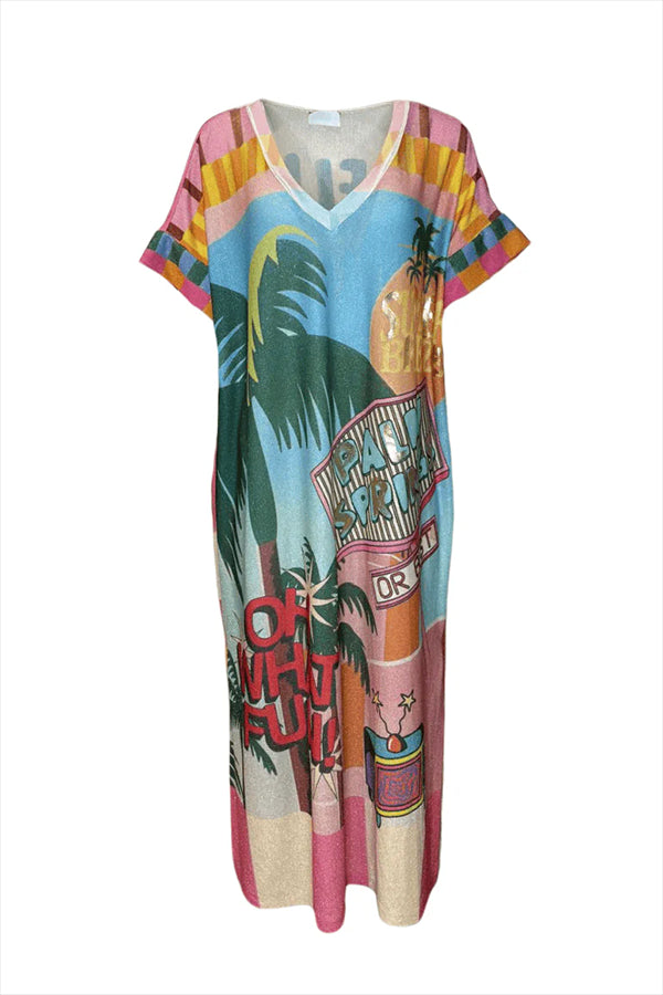 Casual V-Neck Printed Dress