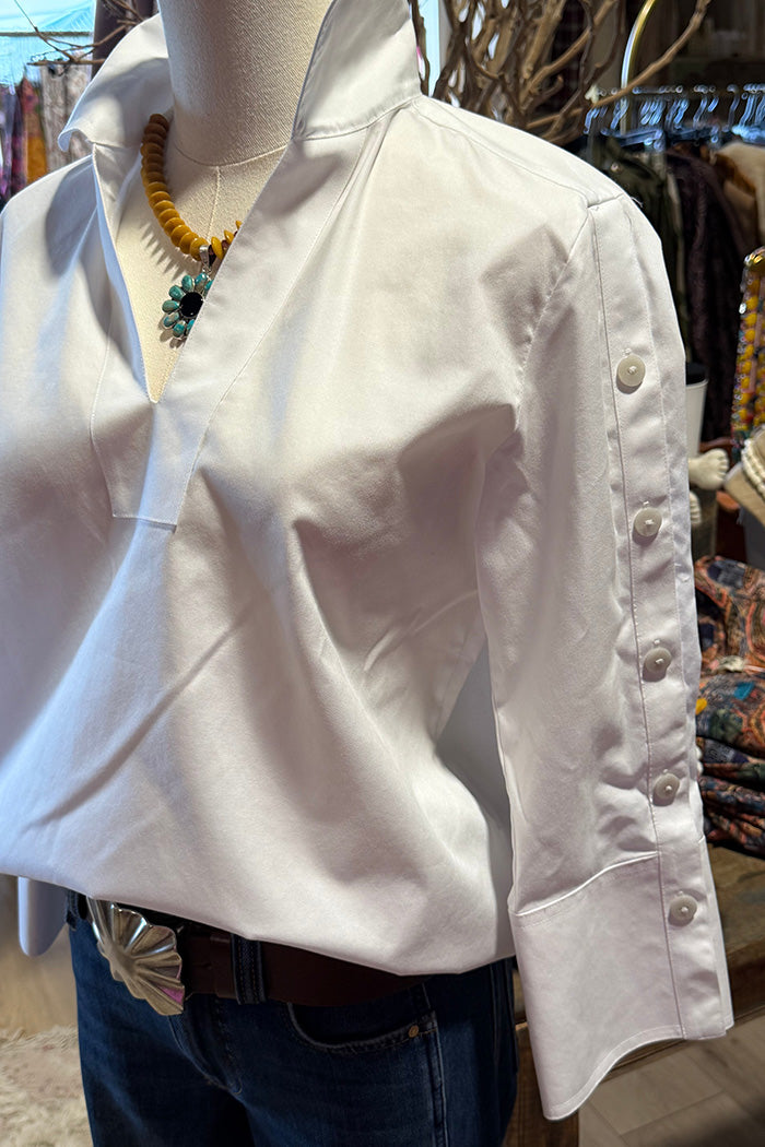 French Cuff Buttoned Sleeve Top