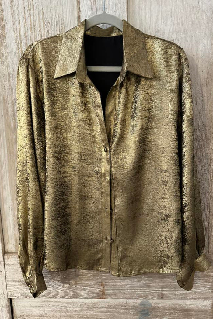 Long Sleeve Collar Button-Up Top