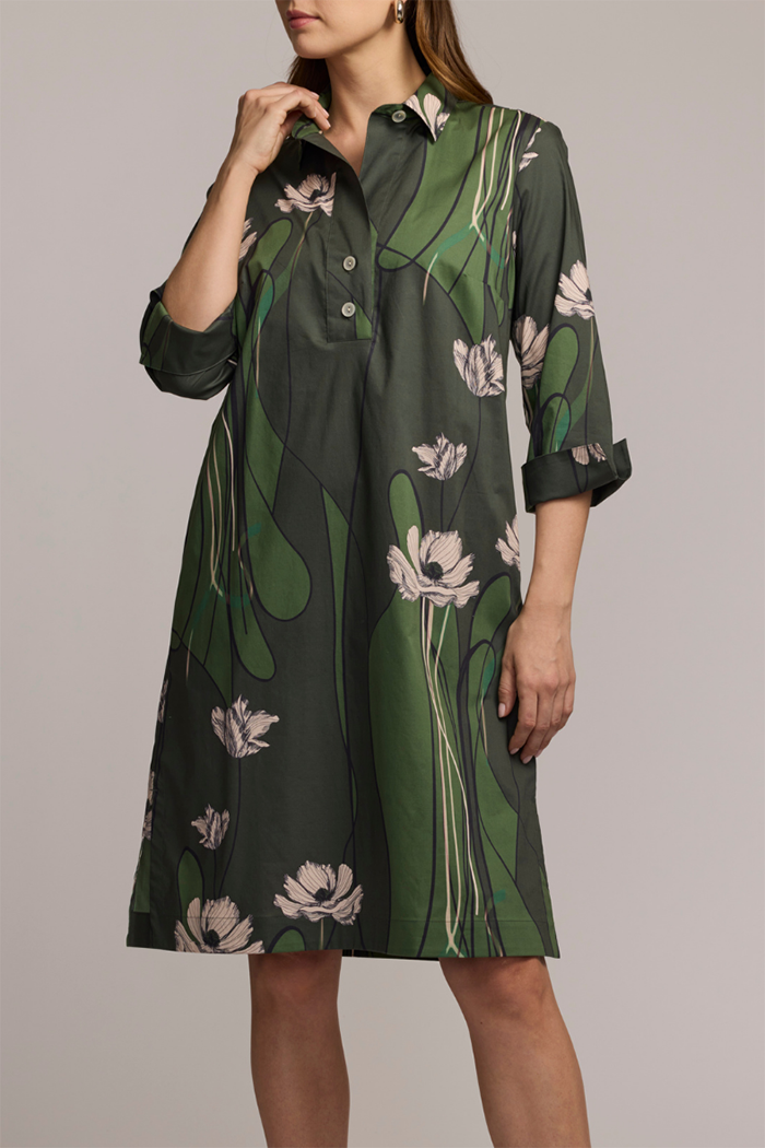 3/4 Sleeve Poppy Print Dress