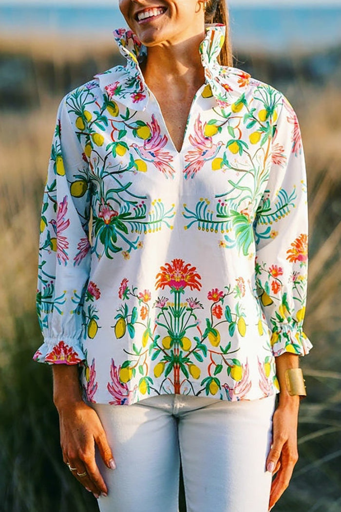 Ruffles Collar Floral Top