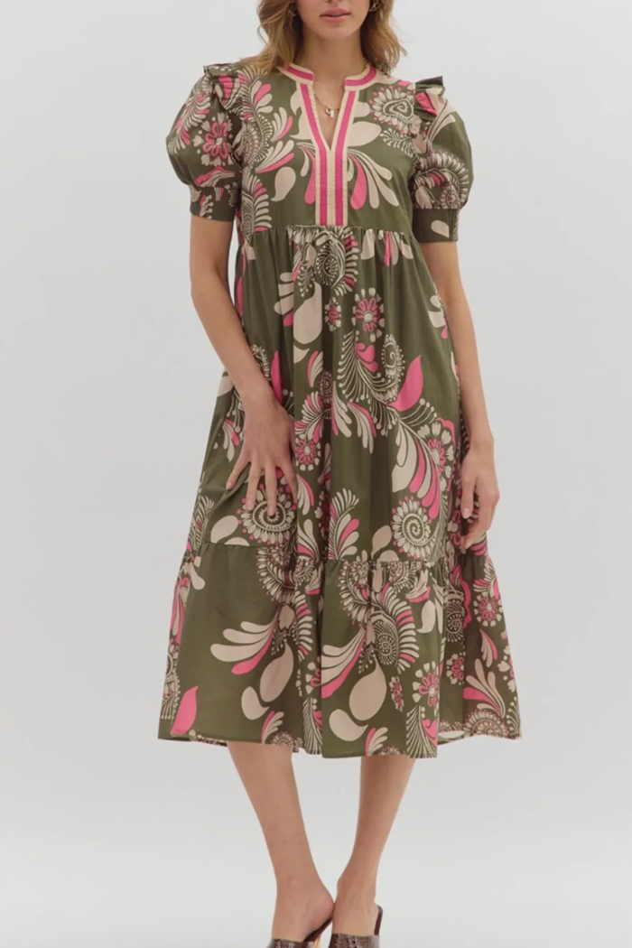 Casual Retro Printed Dress