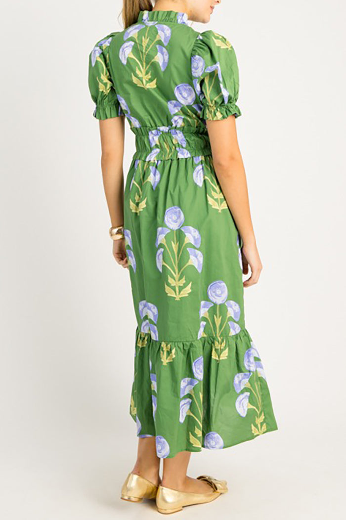 Floral Ruffle Collar Pockets Dress