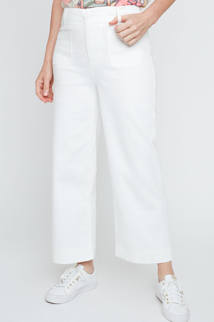 High Waist Crop Flare Pocket Pants