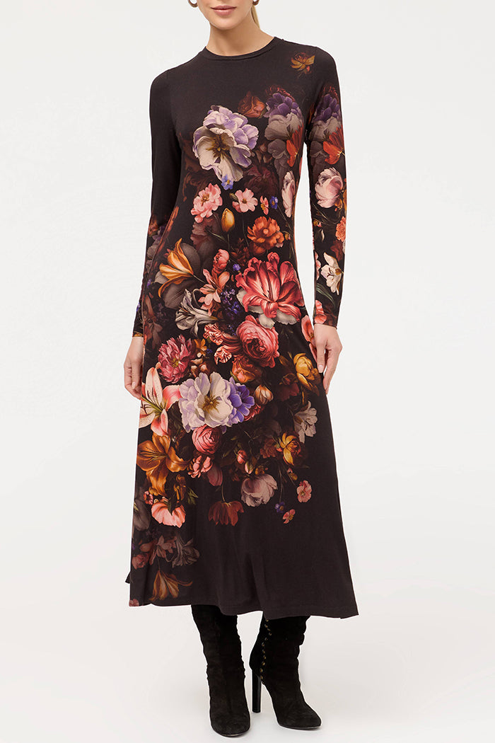 Floral Print A-Line Midi Dress