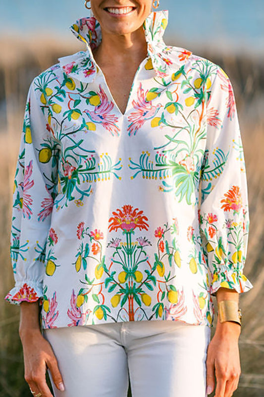 Ruffles Collar Floral Top