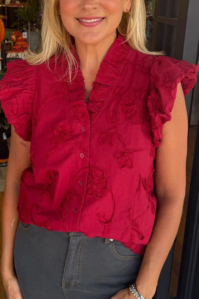 Ruffles Sleeve Button Top