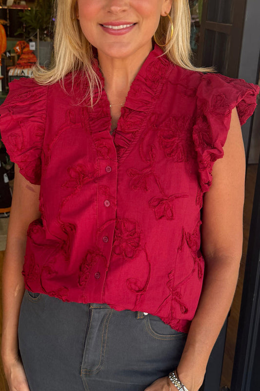 Ruffles Sleeve Button Top