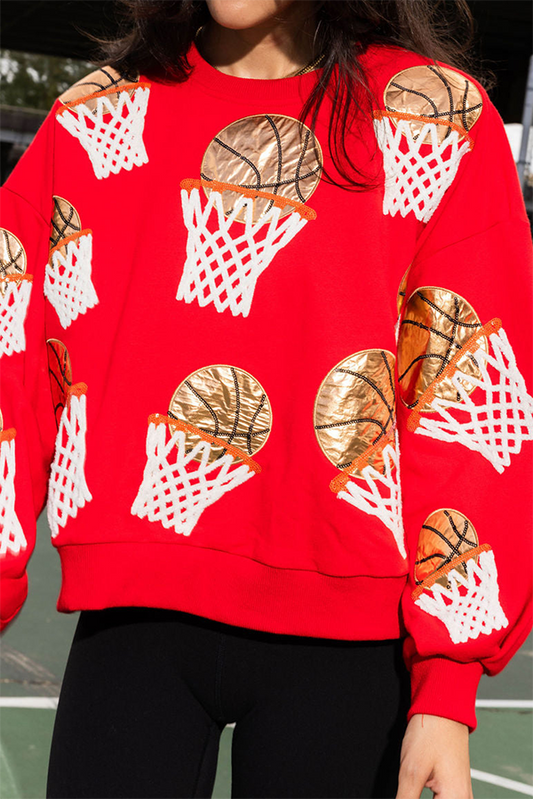 Basketball Sequined Embroidered Hoodie