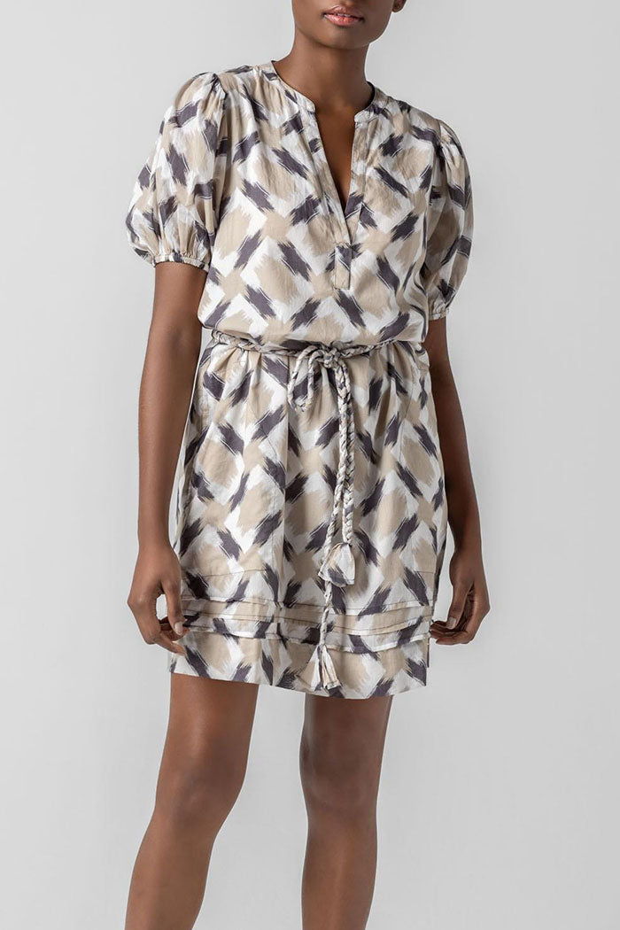 Shirred Bubble Sleeves Pocket Dress