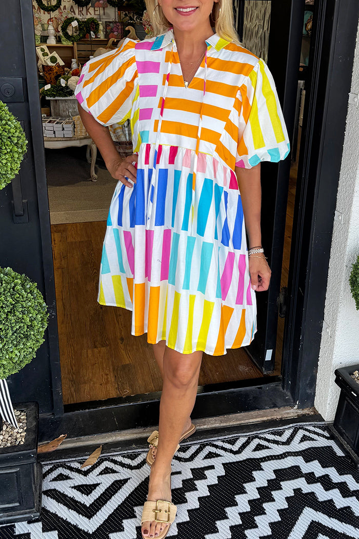 Multi Color Striped Shirt Dress