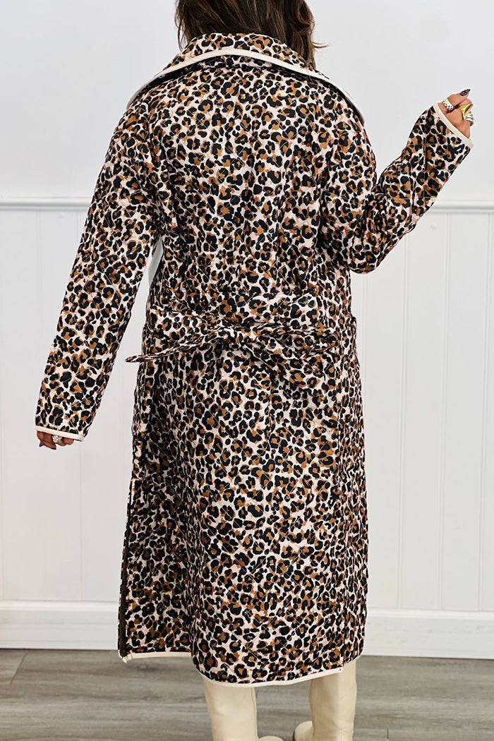 Leopard Multi Quilted Belted Coat