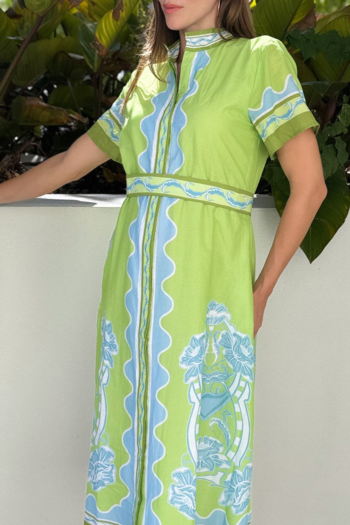 Short Sleeve Belted Floral Dress