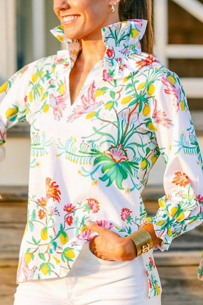 Ruffles Collar Floral Top
