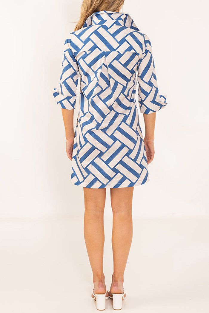 Basket Weave Print Pocket Dress