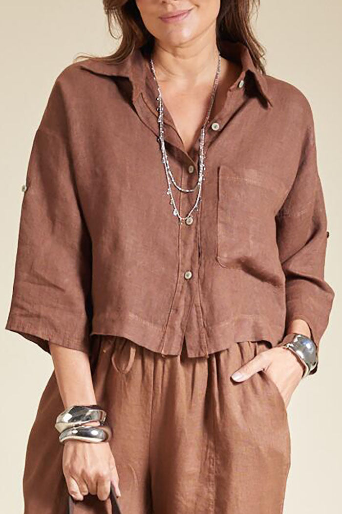 Casual Solid Color Button Top