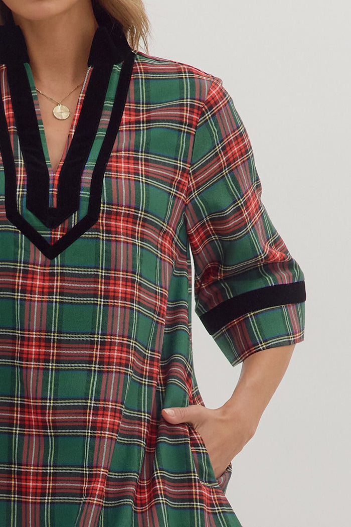 Casual Plaid Tunic Dress