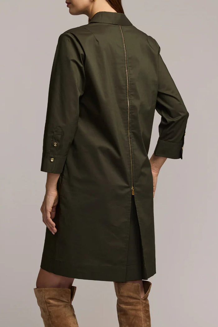 Casual 3/4 Sleeve Zip Dress