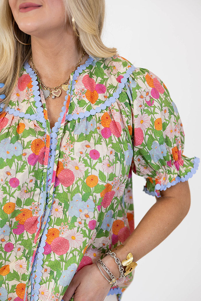 Flower Pullover Short Sleeve Top