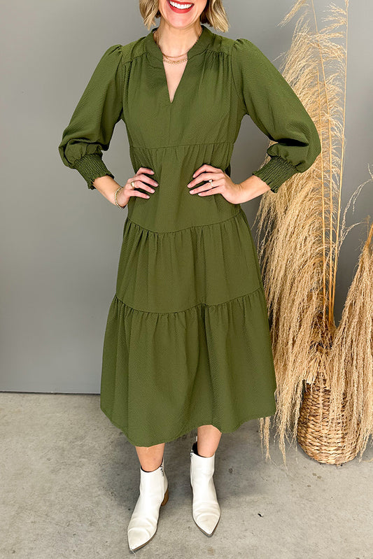 Casual V-Neck Layered Dress