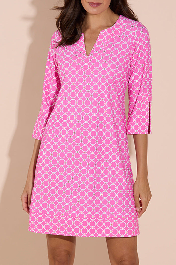 Split Sleeve Printed Shift Dress