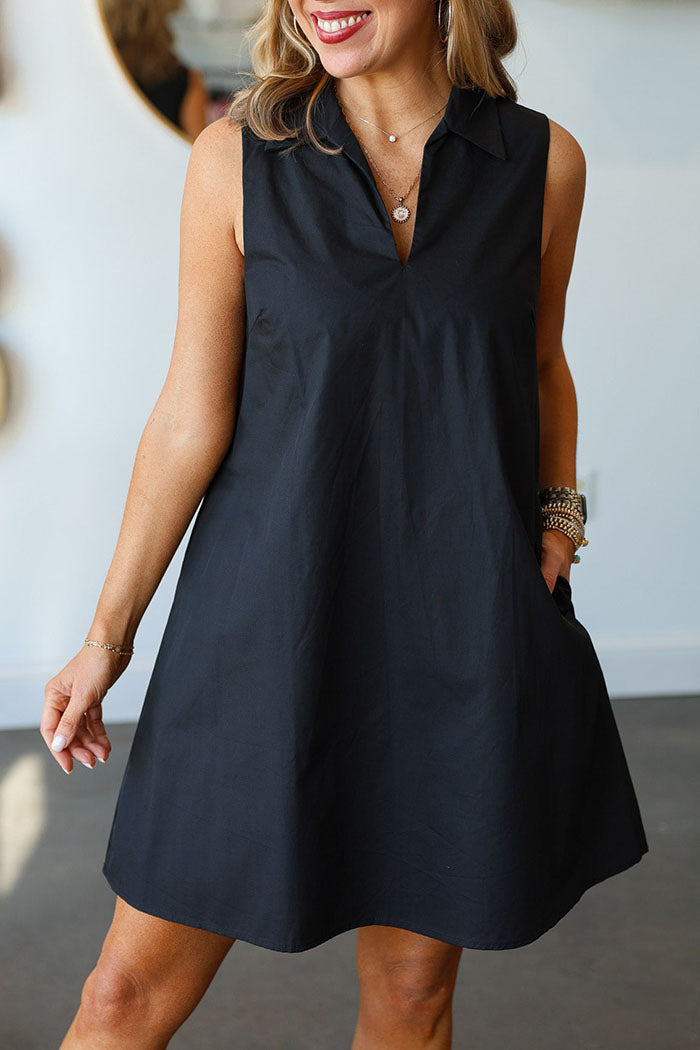 Solid Color Sleeveless Pocket Dress