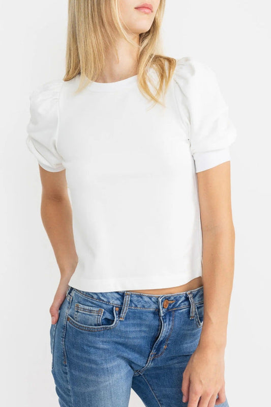 Puff Sleeve Round Neck Top