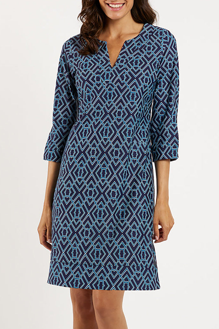 3/4 Sleeve Navy Shift Dress