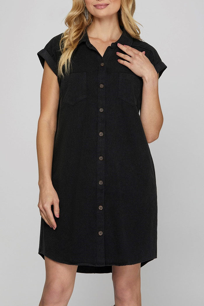 Denim Button Shirt Dress