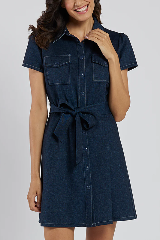 Casual Pockets Denim Dress