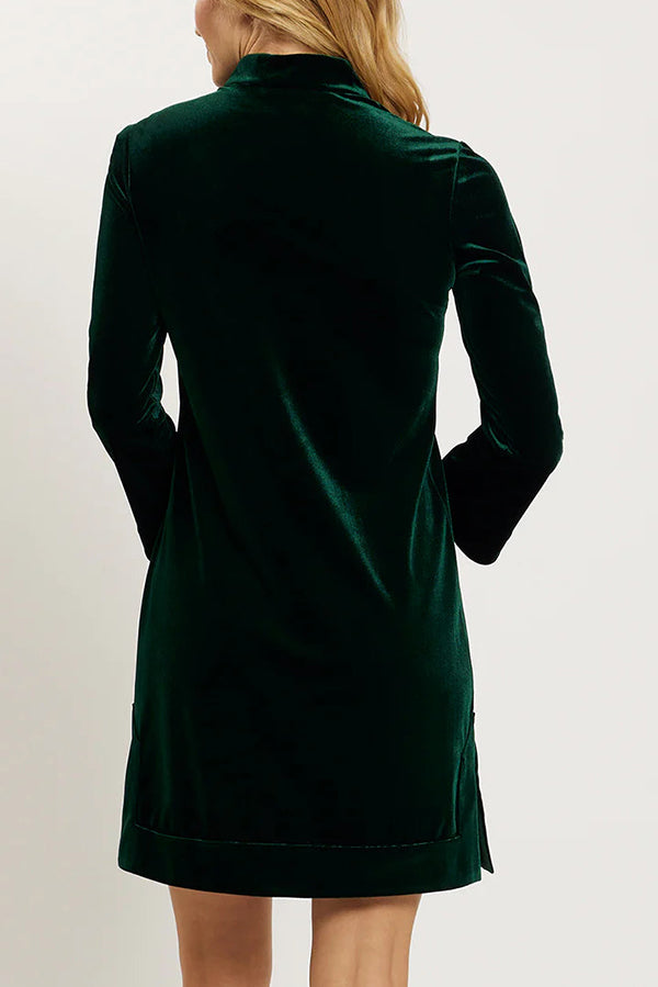 V-Neck Stretch Velvet Dress