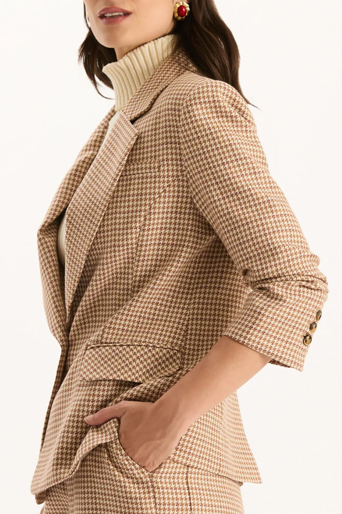 Casual Houndstooth Pattern Blazer