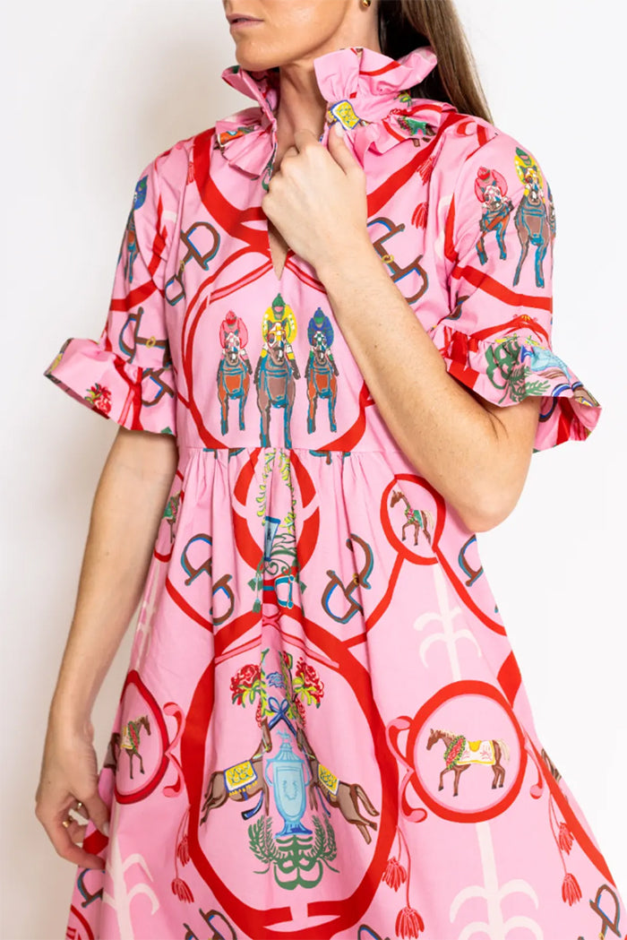 Ruffle Trim Printed Pocket Maxi Dress