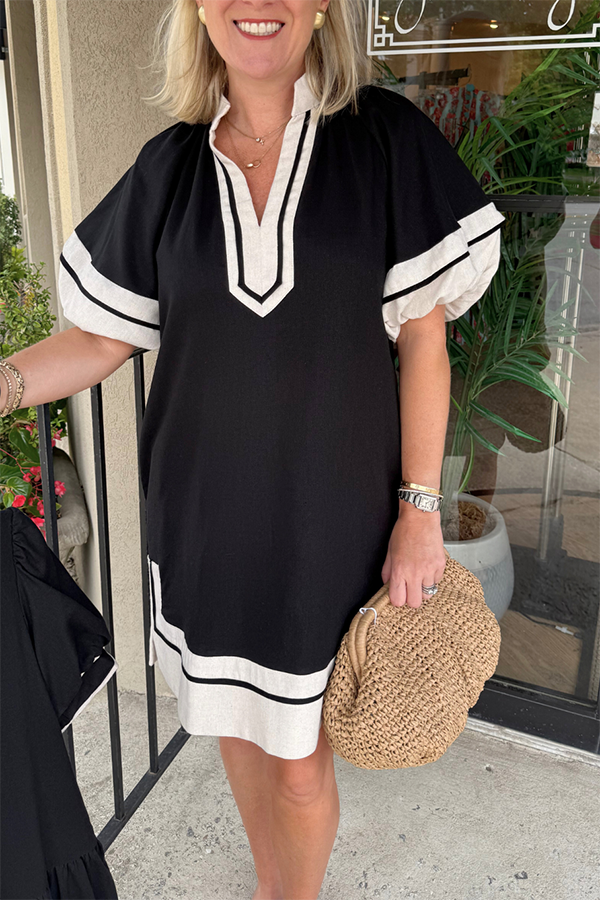 Contrast Stripe Border Dress